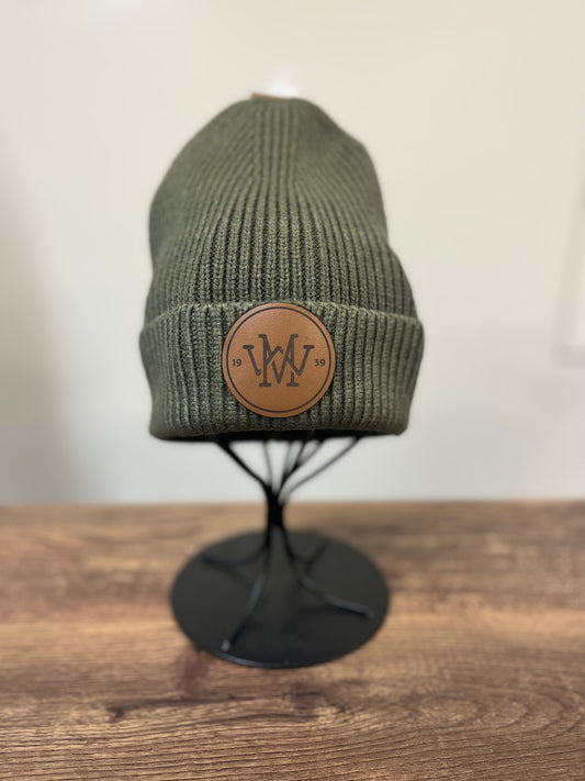 Waffle Knit Winter Hat - Olive